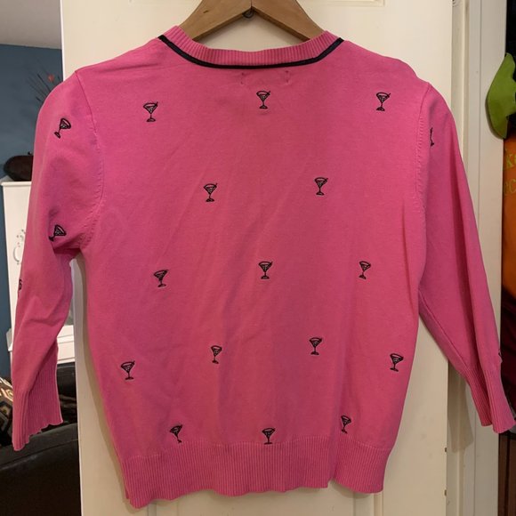 Super Cute & Fun SML Design 1950s-inspired Cardigan with Martini Glass Print - Picture 6 of 6